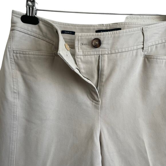 Talbots Pants Women 10 Petite Cream Taper Leg Zip Clasps Closure Stretch Basics - Picture 8 of 14